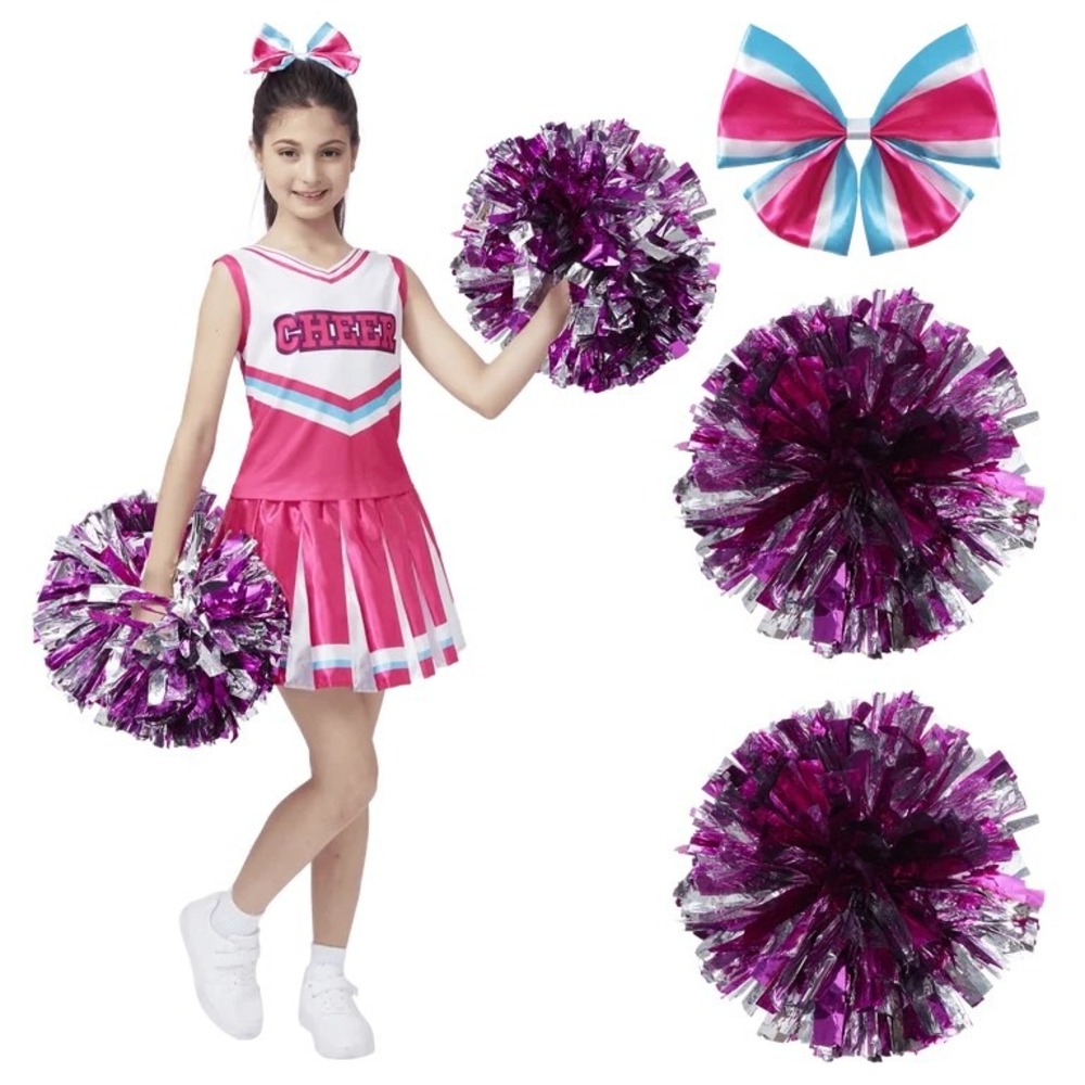 Spooktacular Creations Cheerleading Halloween Costume Kids Size L 10-12 Pink B4